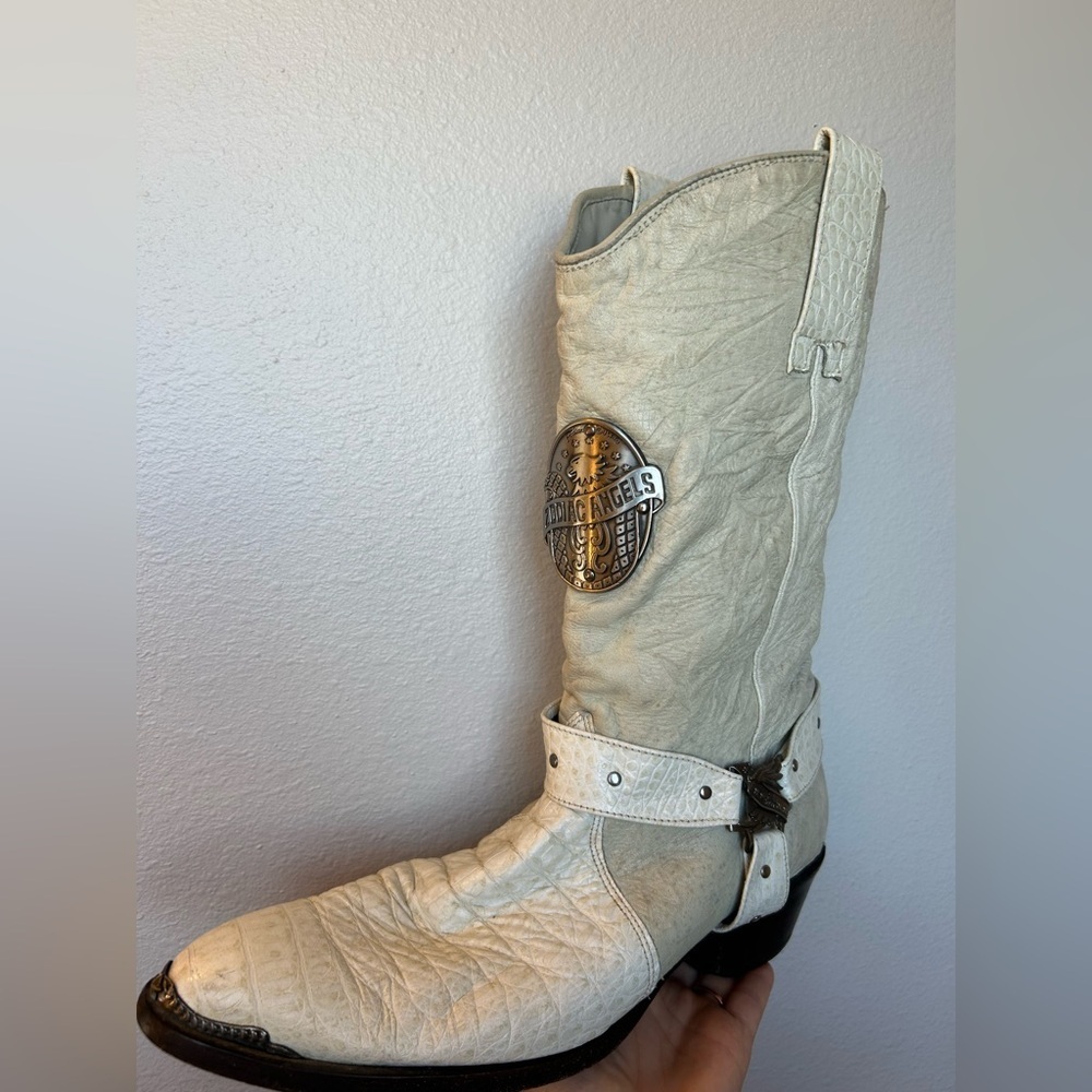 Palm Angels Cream Leather Western Boots